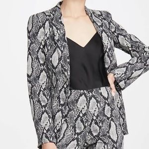 Alice + Olivia Richie Shawl Collar Boxy Python Print Black/Multi Blazer